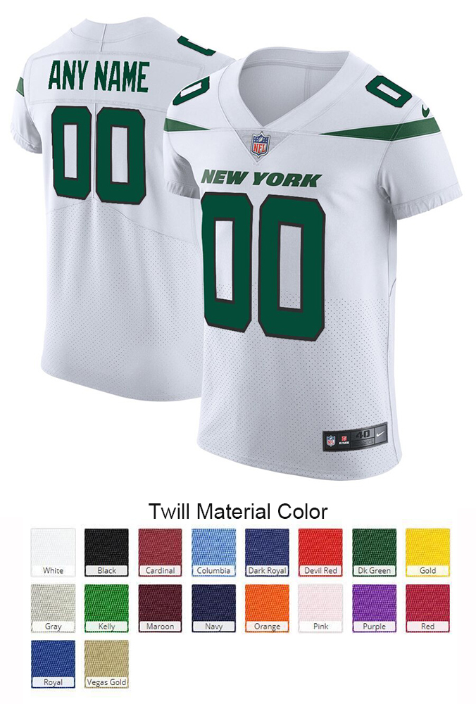 New York Jets Custom Letter and Number Kits For Away Jersey Material Twill